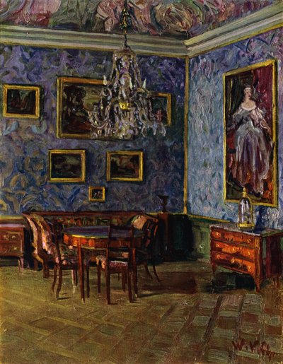 Blå Salon i Slot Ludwigsburg, nær Stuttgart, Møbler fra Louis XVI periode af Unbekannt Unbekannt